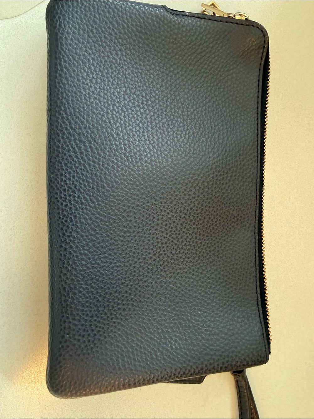 Coach Pebbled Leather Wristlet - Navy blue with Gold Accents - Picture 4 of 7